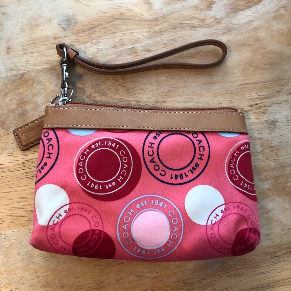Coach pink polkadot wristlet - Picture 2 of 3